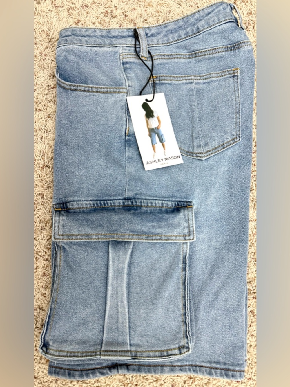 Women’s Teens Ashley Mason Denim Cargo Shorts Medium Wash Loose Fit  9/29
